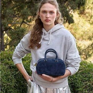 Clare V. Navy Suede Bag